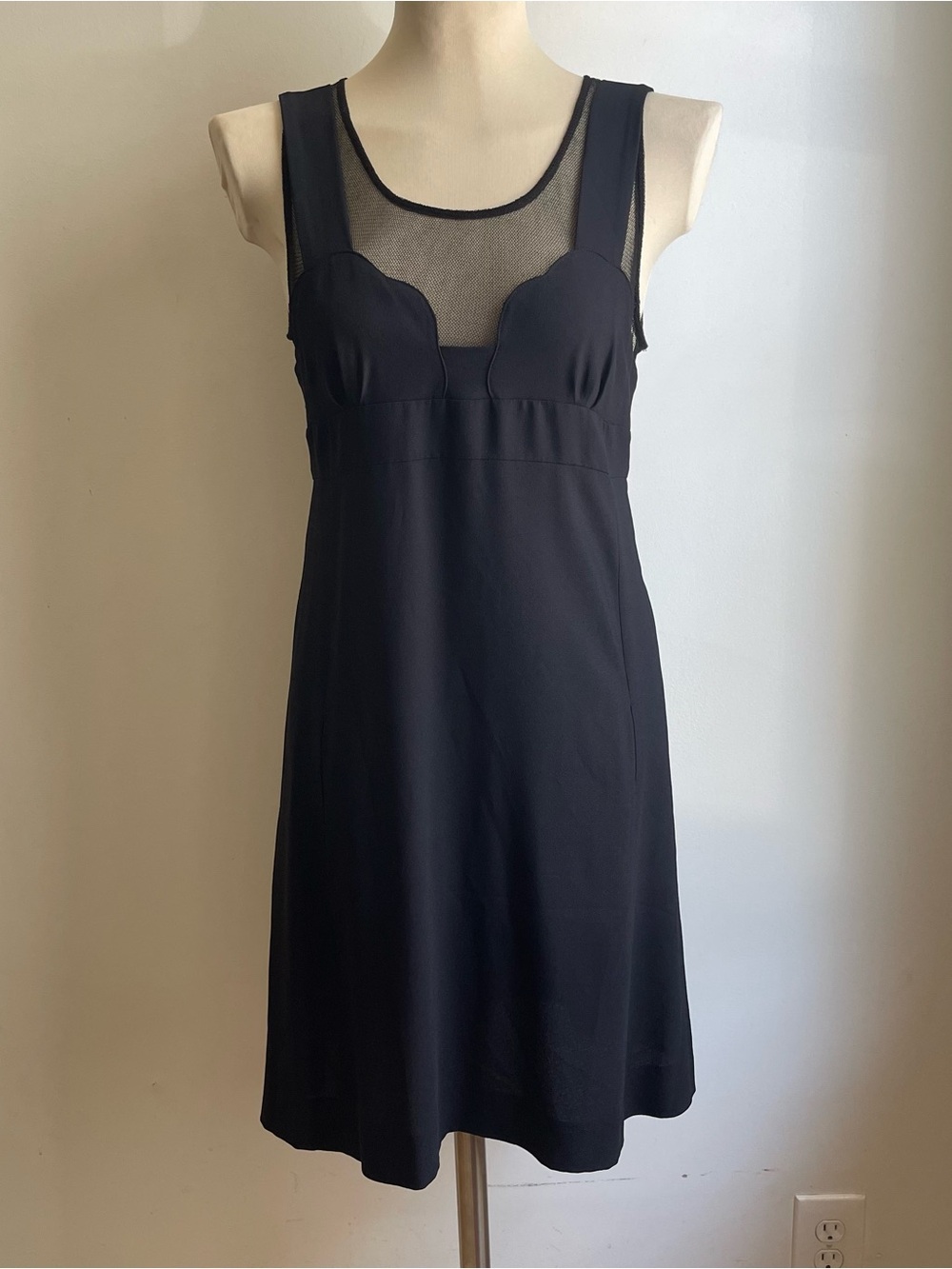 Vintage 90s Sonia Rykiel Black Dress Mesh Sleeveless Pockets Size 38 Medium